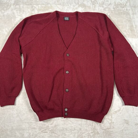 Alpaca Golf Cardigan Sweater Red Inca Fashions Peruvian  Men's Size Large - Picture 1 of 8